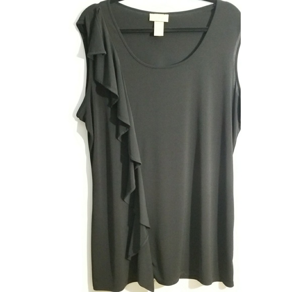 Tina Knowles Sleeveless Blouse w side ruff… - Picture 1 of 3